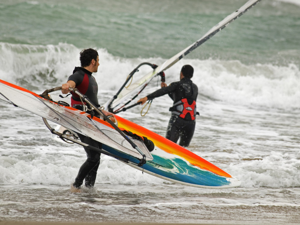 Windsurfen Andros Insel See Strand 