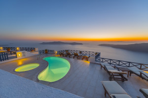 _Santorin, Schwimmbad, Insel, blick, Luxus, Insel, Griechenland