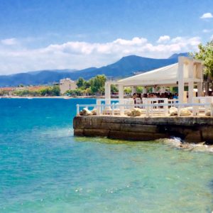 Selianitika Meer Taverne Essen Freien Peloponnes Griechenland